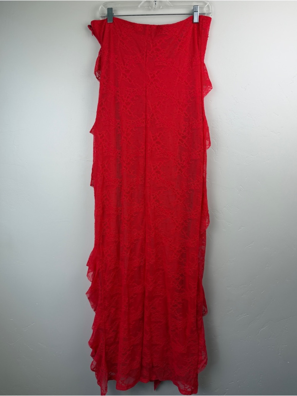 Wild Fable Red Strapless Lace Ruffle Maxi Dress Size M - Picture 3 of 5
